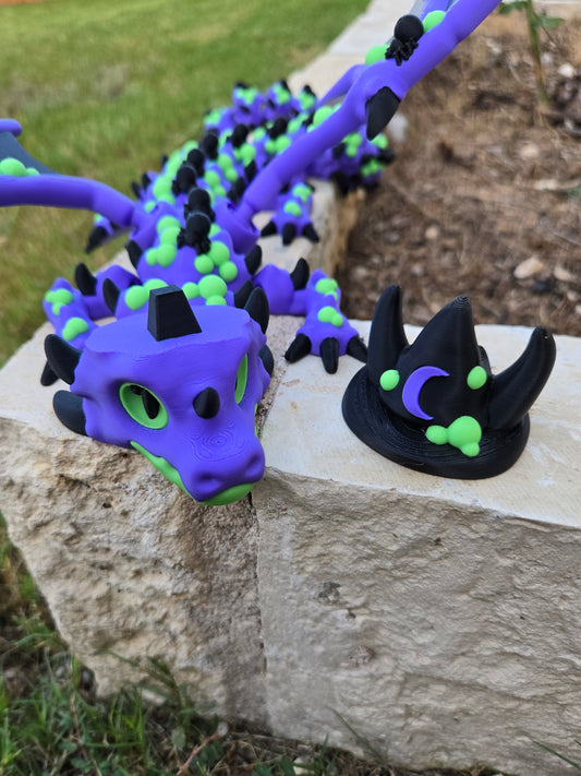 Articulated Hexbrew dragon fidget, 3D printed with a fully flexible printed spine
