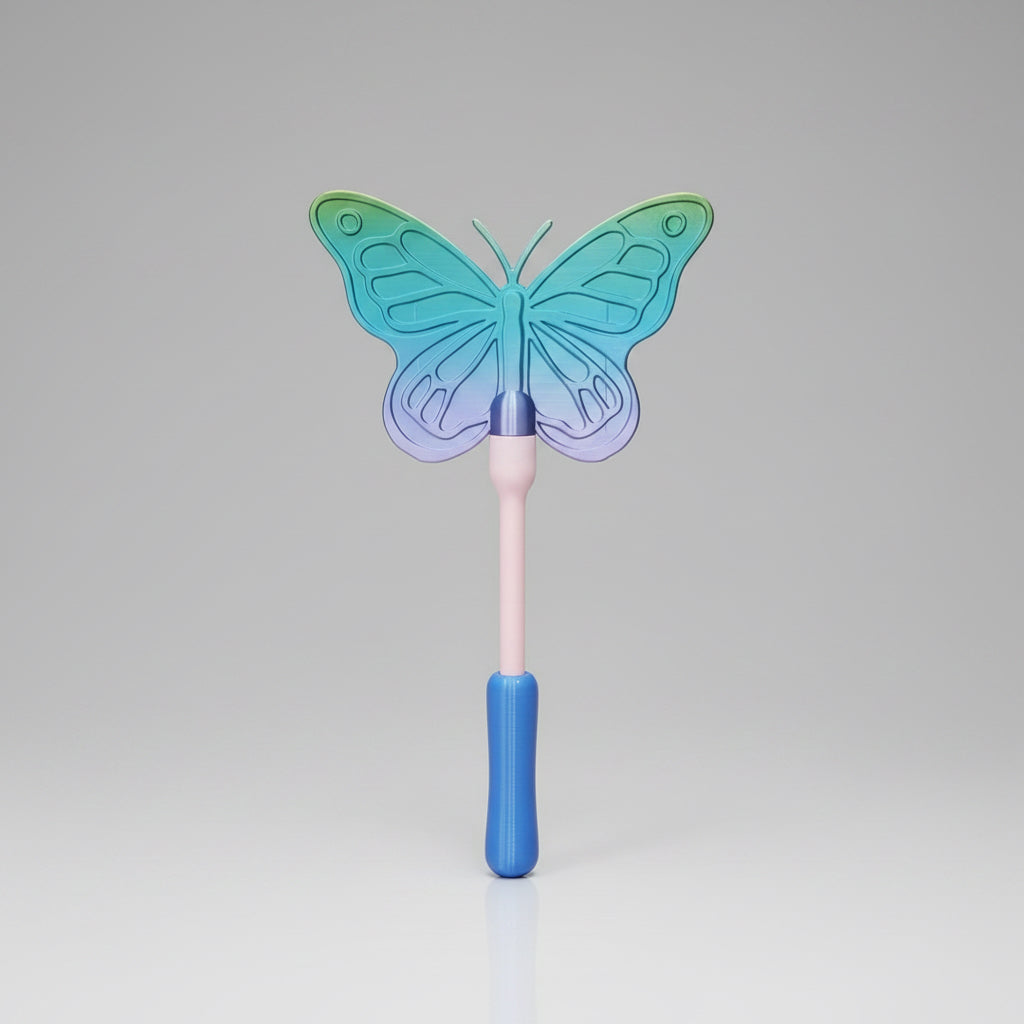 3D printed butterfly tap to pay wand that holds a contactless bank card