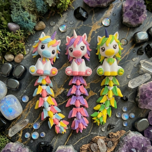Flexi Unicorn Keychain, fully articulated 3D printed unicorn in Yellow/Orange colorway
